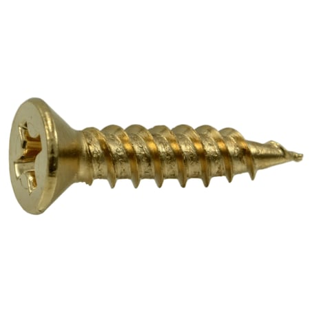 Midwest Fastener Wood Screw, #5, 5/8 in, Plain Brass Flat Head Phillips Drive, 50 PK 69873